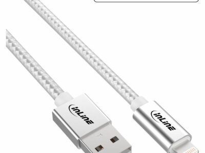 InLine Lightning USB Kabel, silber/Alu, 1m