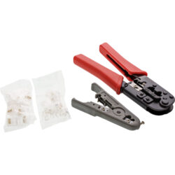InLine Crimpzangen-Set für RJ45 ST, inkl. Zange, Abisolierer und Westernstecker, Rot