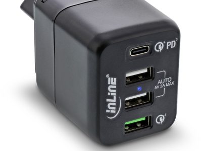 InLine USB Netzteil, 4-port Ladegerät, USB-C PD+QC4 / QC3, 45W, schwarz
