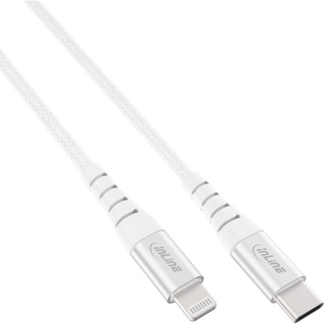 InLine USB-C Lightning Kabel, für iPad, iPhone, iPod, silber/Alu, 2m MFi
