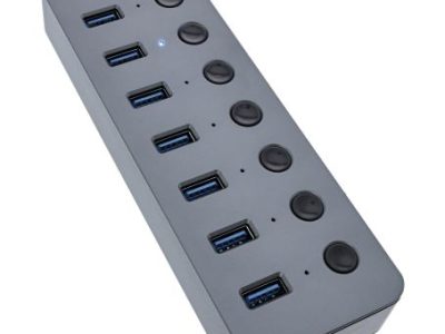 InLine USB 3.2 Gen.1, 7-Port, mit Schalter, Aluminium, grau, mit Netzteil