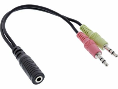 inLine Headset Adapterkabel, 2x 3,5mm Klinke Stecker an 3,5mm Klinke Buchse, 0,15m