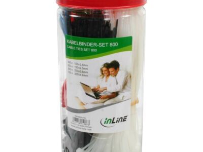 inLine® Kabelbinder-Set, 800 Stück in verschiedenen Farben, inklusive Zange