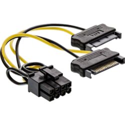 inLine Stromadapter intern, 2x SATA zu 8pol für PCIe Grafikkarte, 0,15m