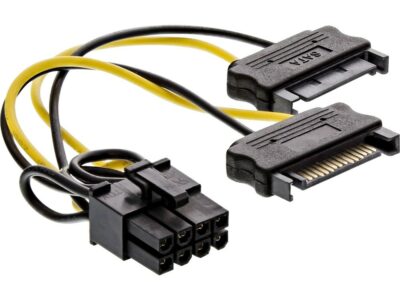 inLine Stromadapter intern, 2x SATA zu 8pol für PCIe Grafikkarte, 0,15m