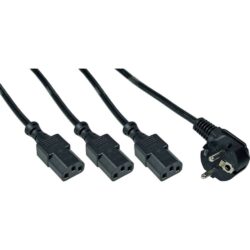 inLine Netz-Y-Kabel, 1x Schutzkontakt- auf 3x Kaltgerätestecker, 1,8m