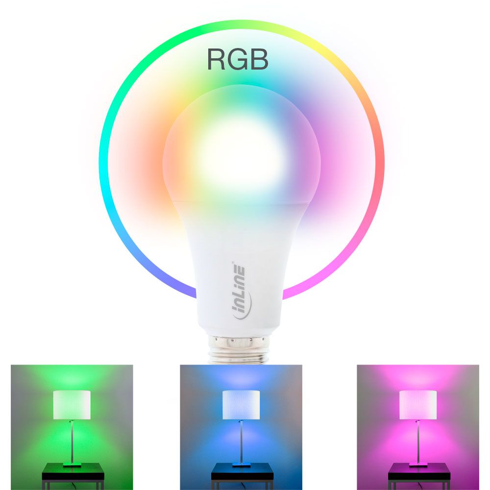 inLine SmartHome LED Lampe RGB E27, 900LM