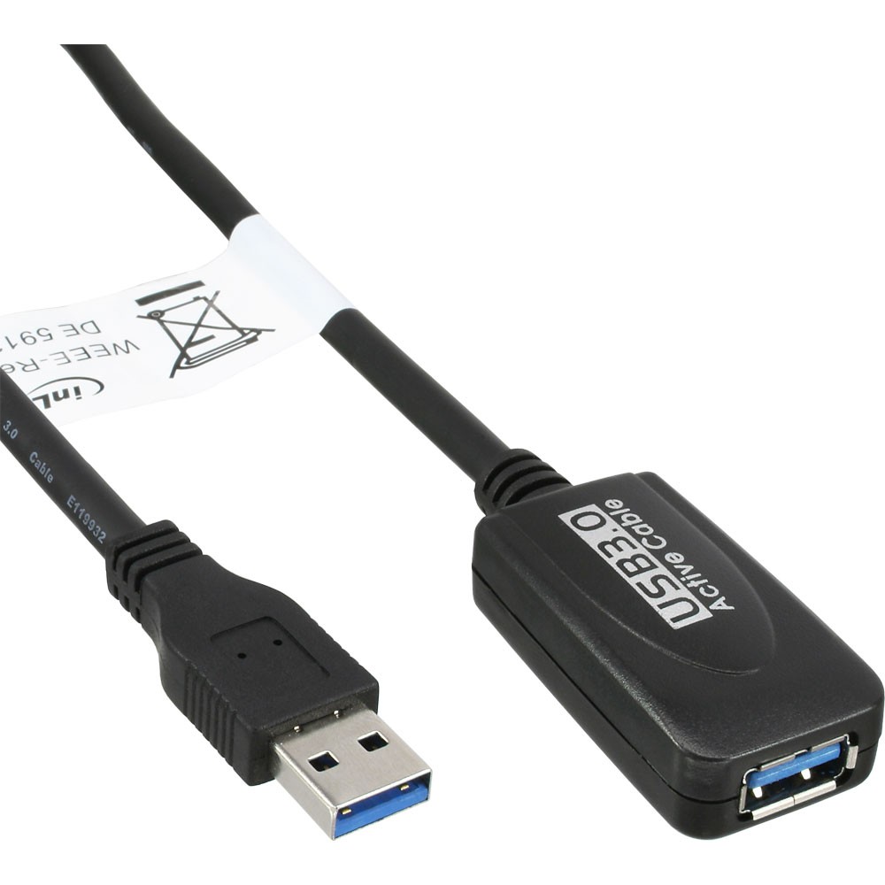inLine USB 3.2 Gen.1 Aktiv-Verlängerung, Stecker A an Buchse A, 5m